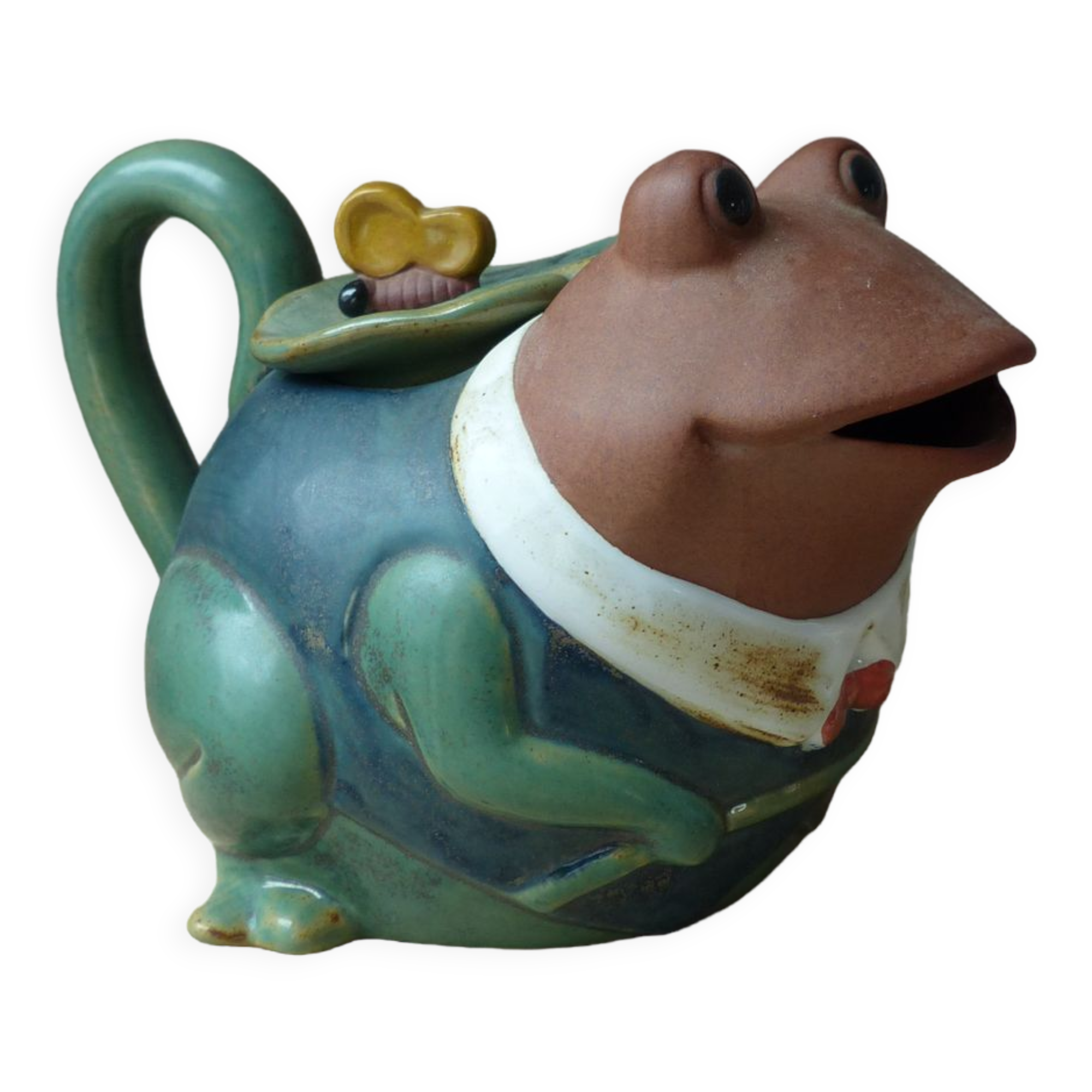 Authentic frog-shaped stoneware teapot made in Japan