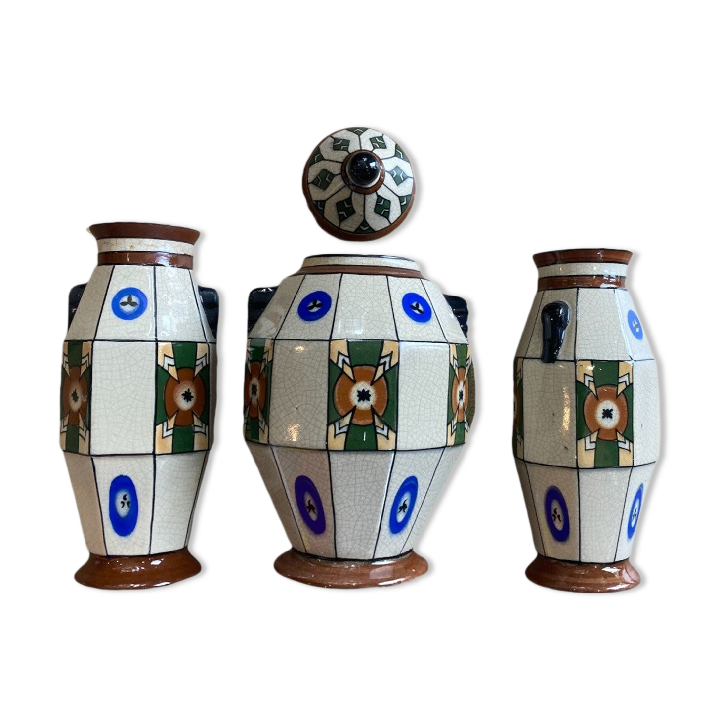 Set Of Vases Art Deco De La Faïencerie Wasmuël