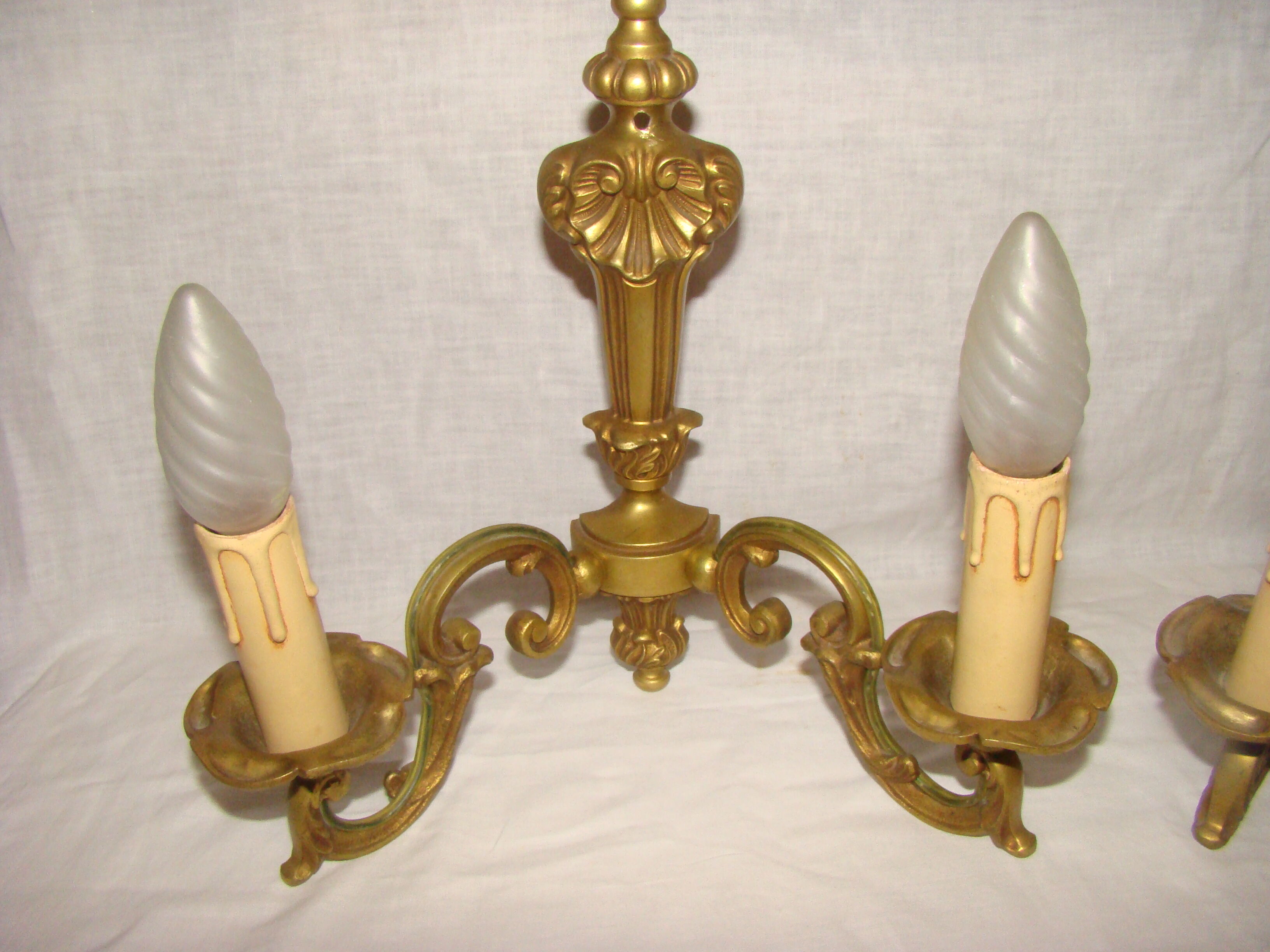 pair of bronze wall lights with 2 arms