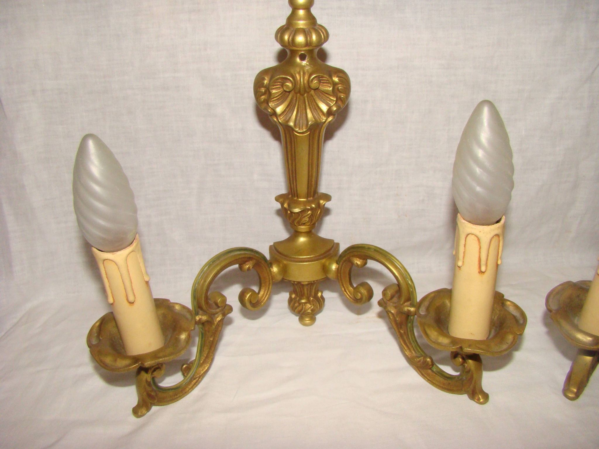pair of bronze wall lights with 2 arms