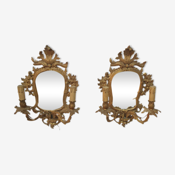 Paire de miroirs,appliques Louis XVl en bronze