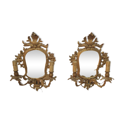 Paire de miroirs,appliques Louis XVl en bronze
