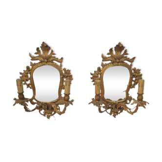 Paire de miroirs,appliques Louis XVl en bronze