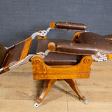 Art Deco Oak and Leather Barber Chair