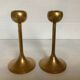 Pair of Scandinavian brass tulip foot candlesticks