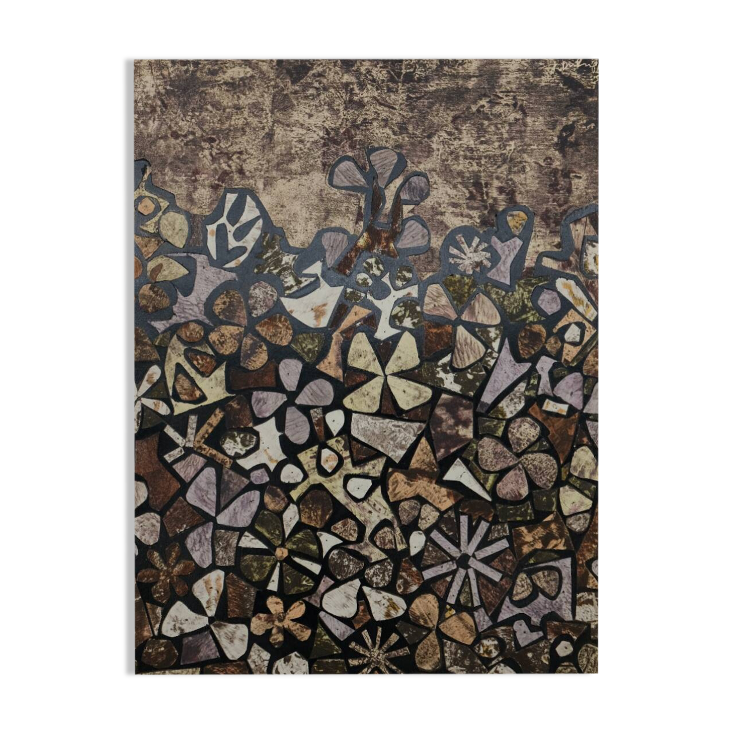 Jean dubuffet: garden of quite-vite - original signed stencil