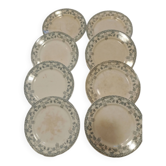 Set of 8 hazelnut Sarreguemines plates
