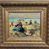 Johannes Evert Akkeringa (1861-1942). “Children playing on the beach”. Famous Dutch artist.