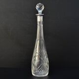 Carafe with antique glass liquor with diamond cap cut crystal silver frame
