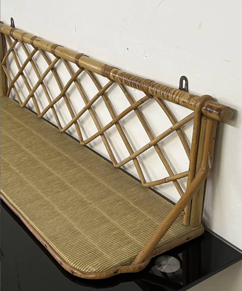 Vintage rattan wall shelf