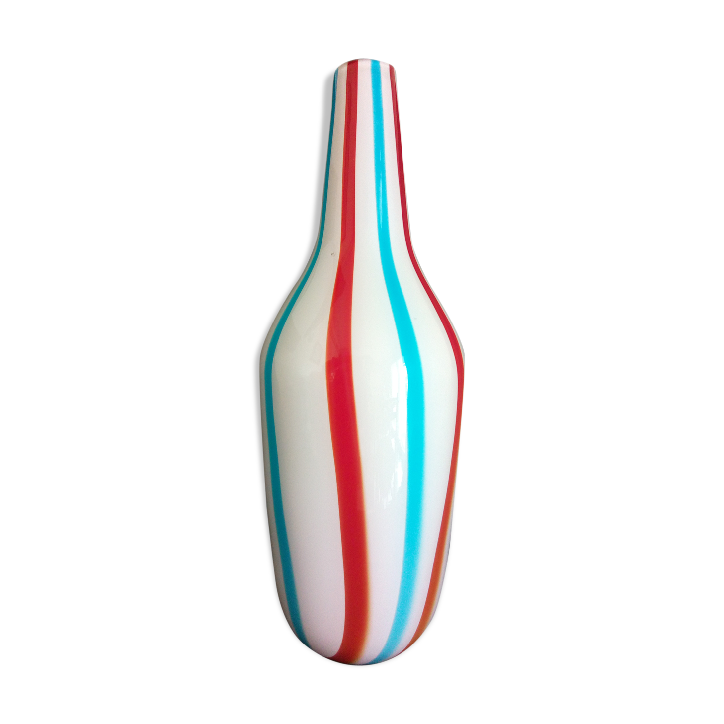 Carlo Moretti vase murano glass blown to the mouth, bottle shape