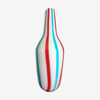 Carlo Moretti vase murano glass blown to the mouth, bottle shape