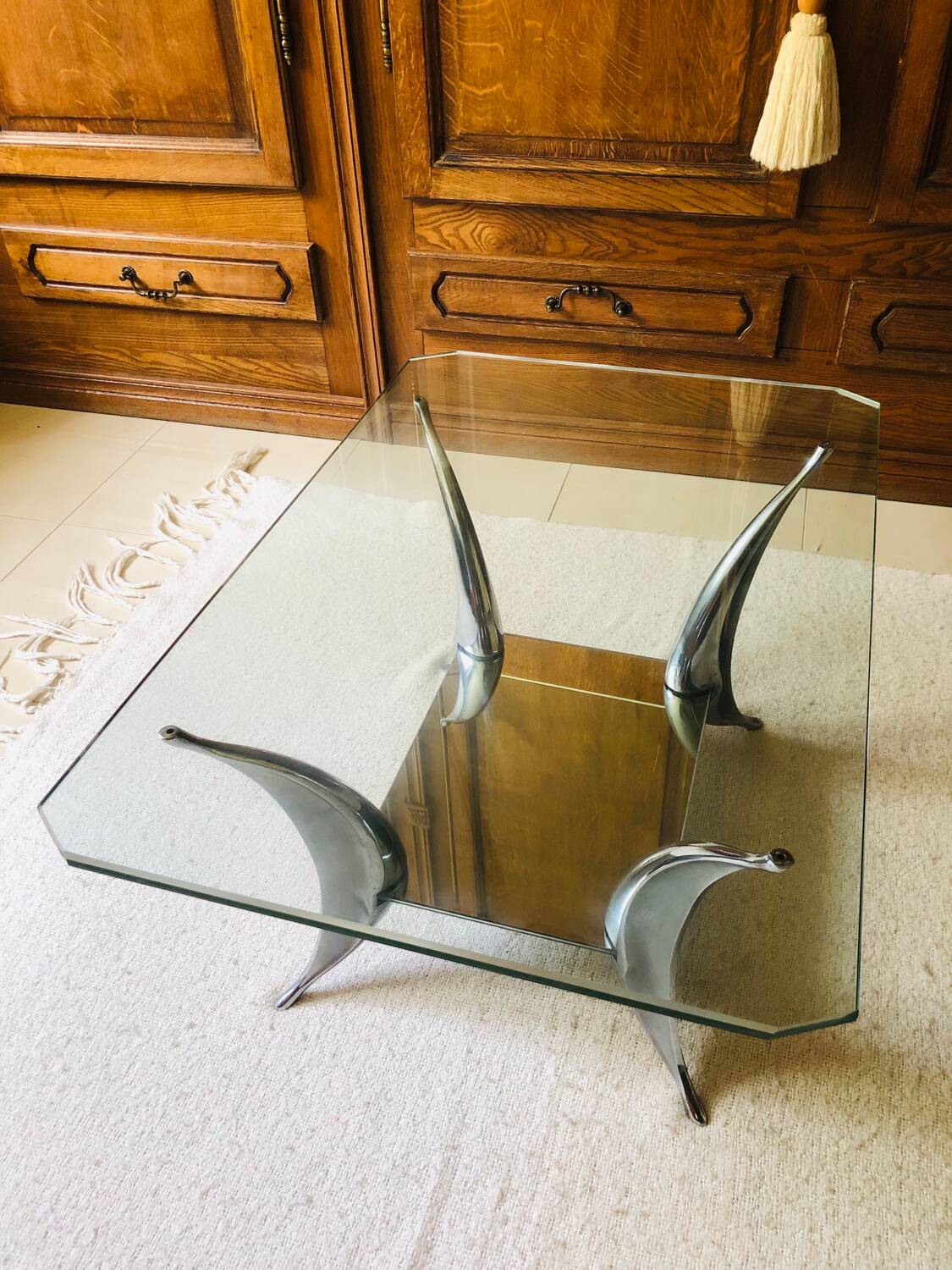 Vintage coffee table "shark fins"