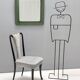 Postmodern square wall mirror with an army green beveled glass frame, Italy