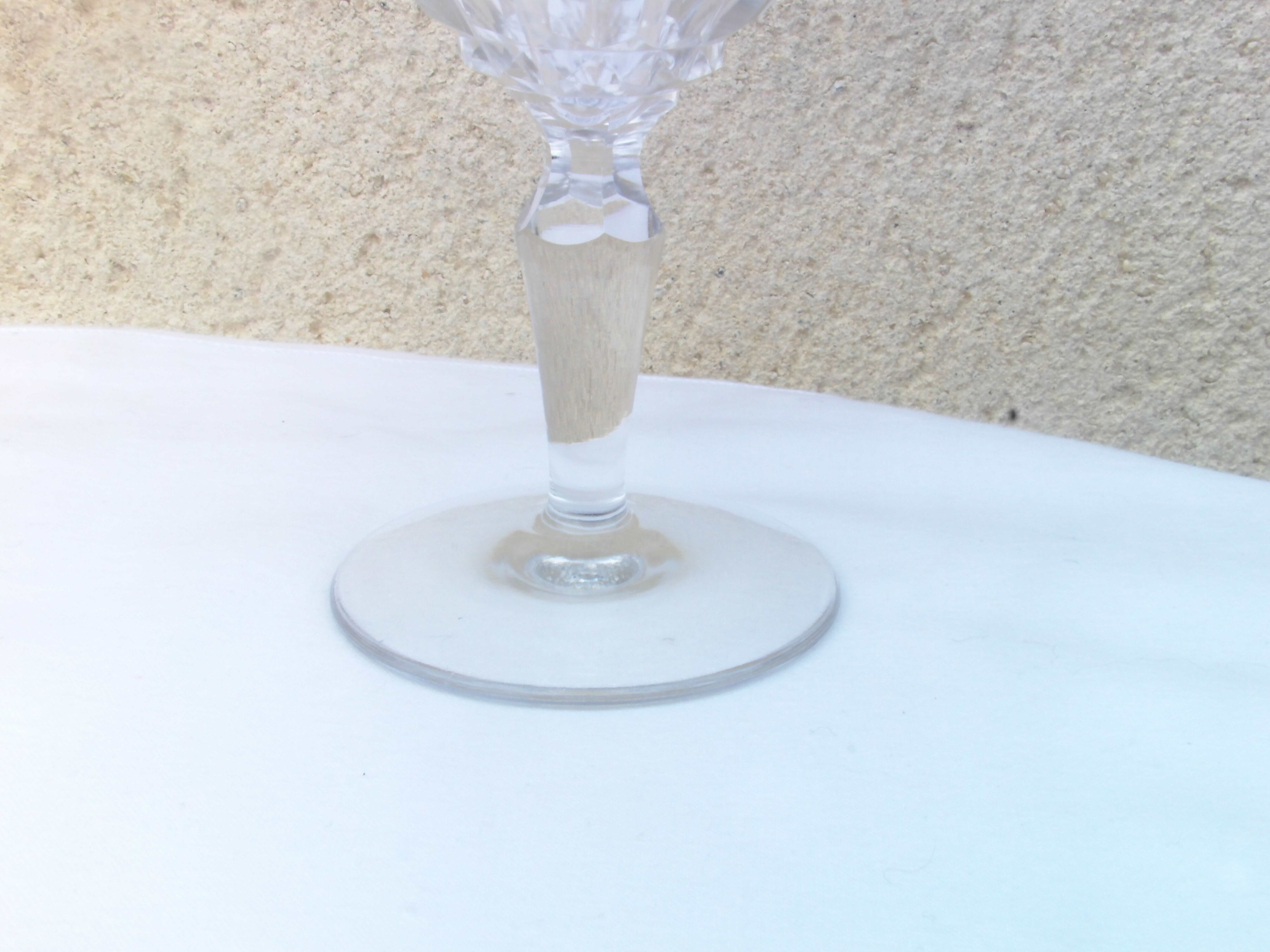 5 wine glasses stamped St. Louis crystal