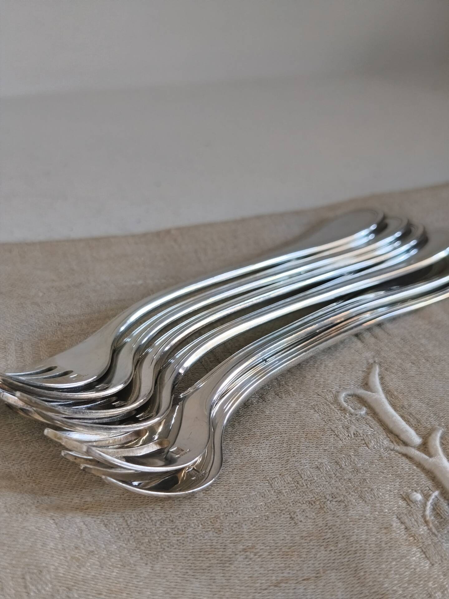 Set of 6 cake forks Christofle model Albi