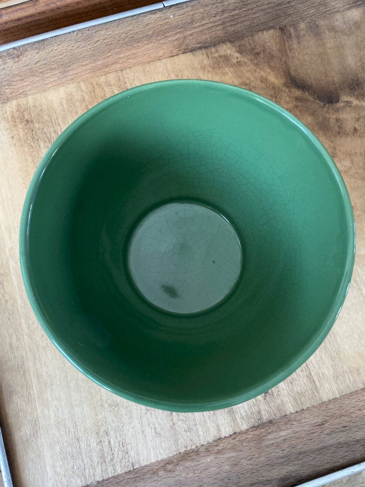Large vintage green faceted bowl