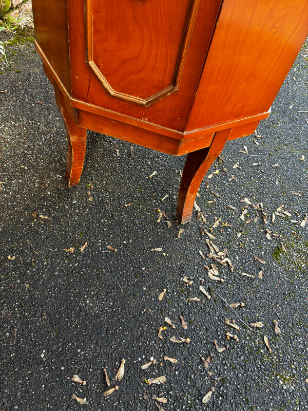 Meuble bar vintage octogonal – plateau cuir – style art déco – années