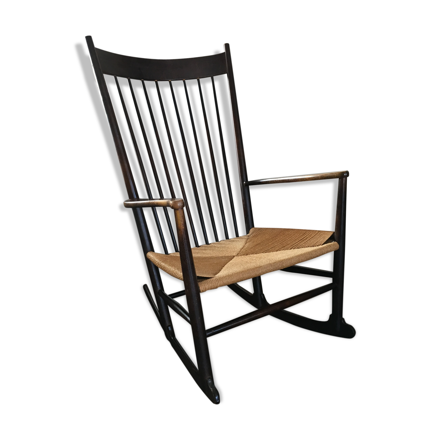Vintage Scandinavian J16 rocking chair by Hans J. Wegner for FDB