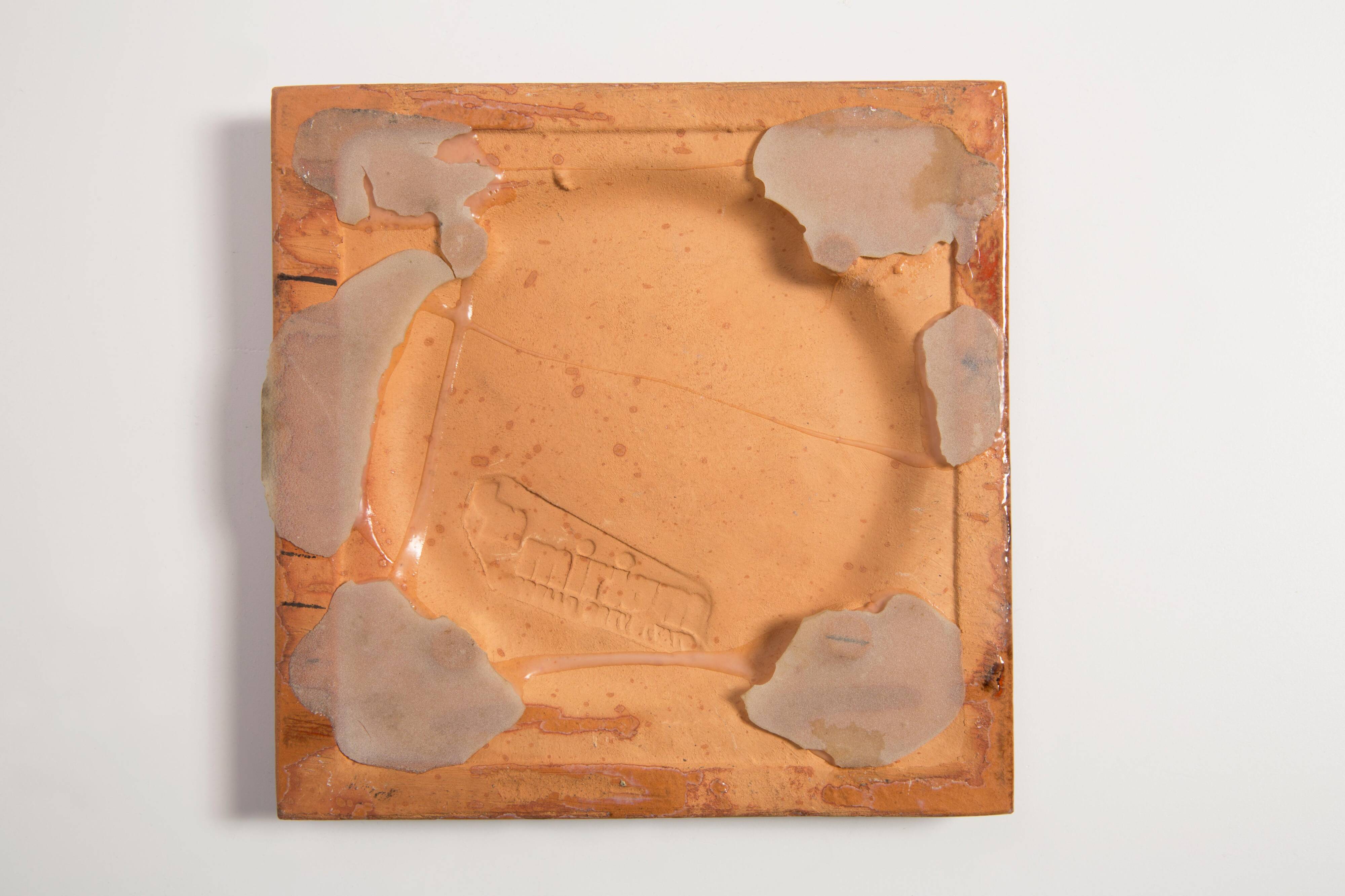 Vintage deep orange ceramic decorative plate, Italy, 1960s