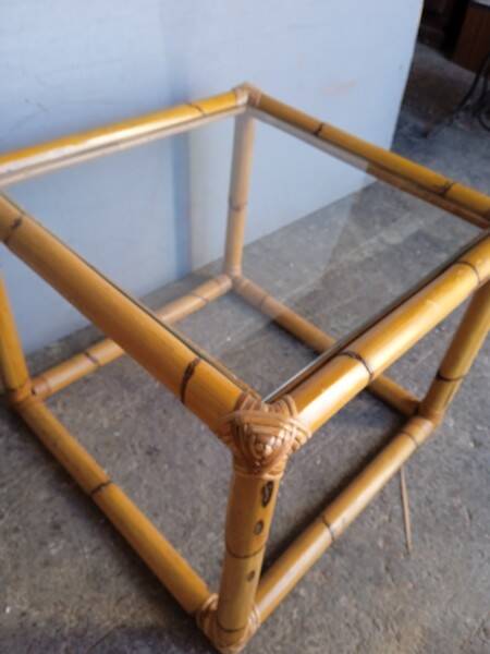 Square rattan end coffee table ep 1970