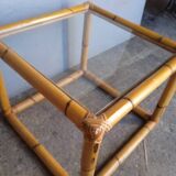 Square rattan end coffee table ep 1970