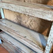 Blue lacquered teak shelves