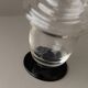 Transparent Murano glass decanter with black stopper and silver neck collar, Art Deco, 1930s Italy