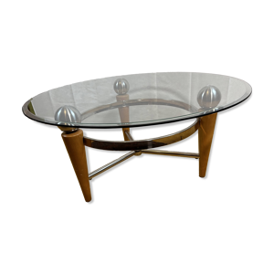 Table basse Rocket en bois et verre, 1970