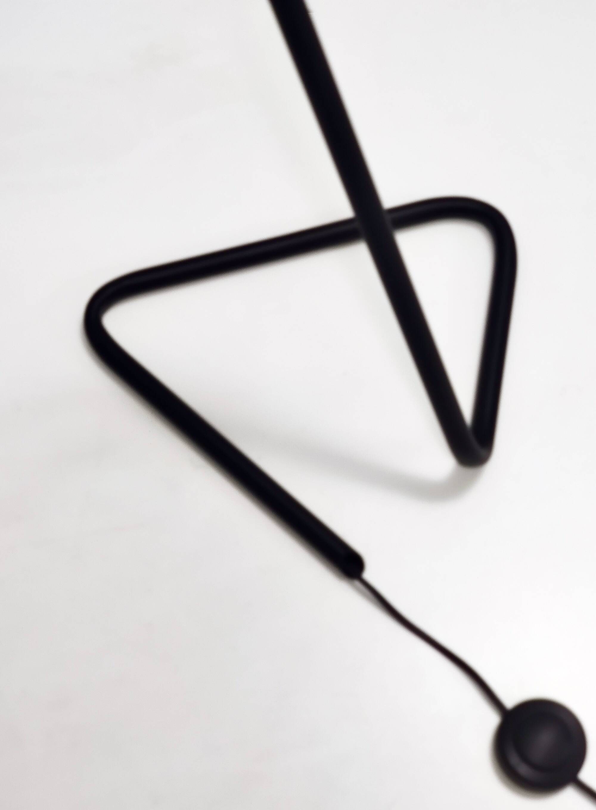 Floor Lamp with Vintage Encased Glass Shade with Red Geometrical Motifs, Italy