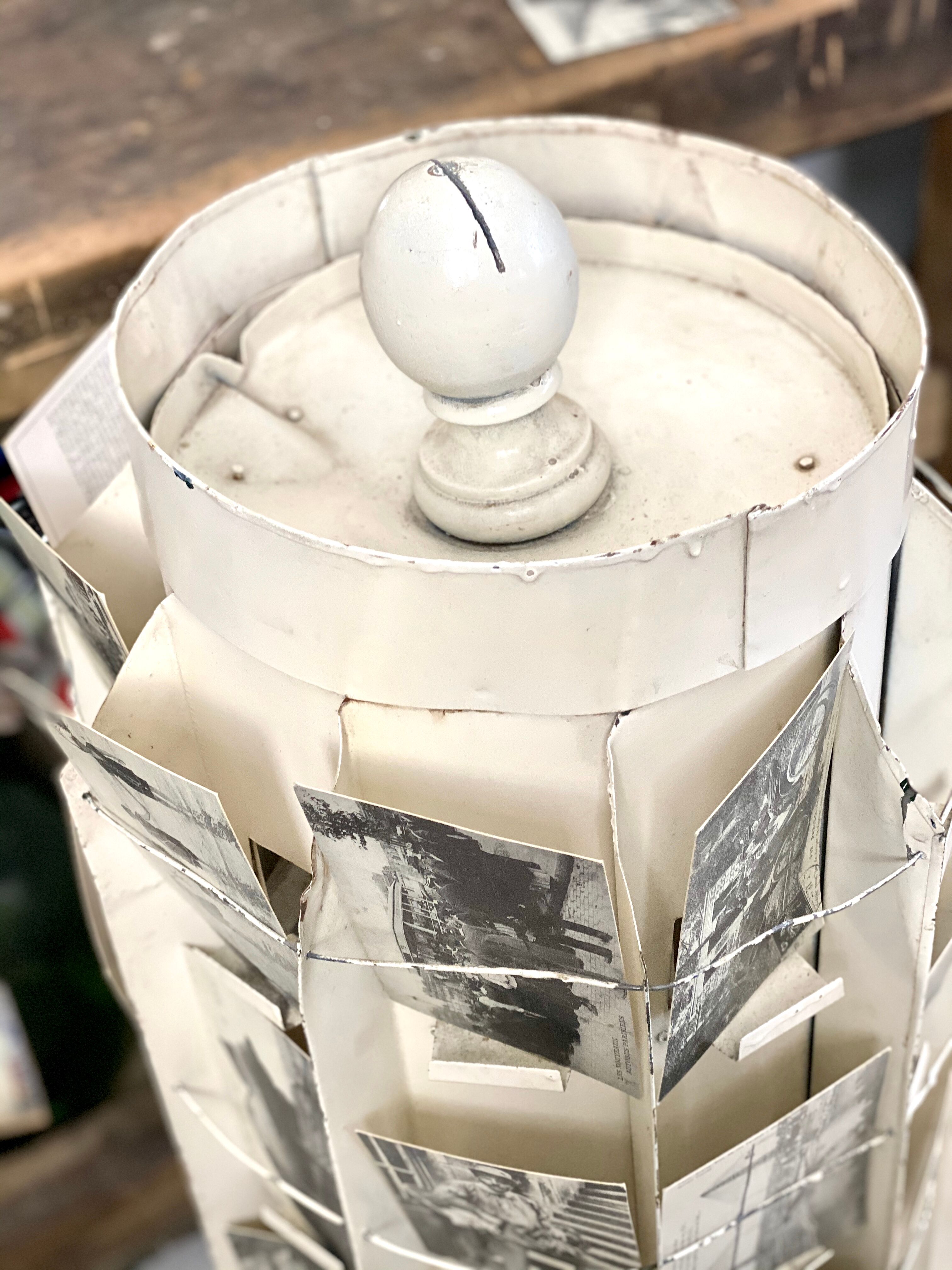 Old swirl display with seed bags