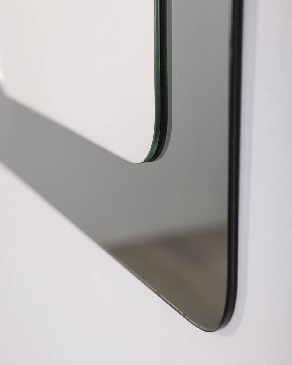 Vintage 1970s Wall Mirror in Smoked Glass, Italian Design