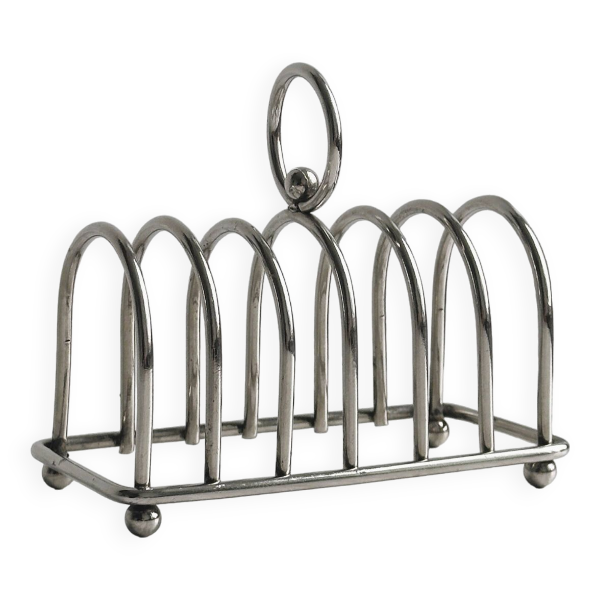 Stainless steel toast rack.