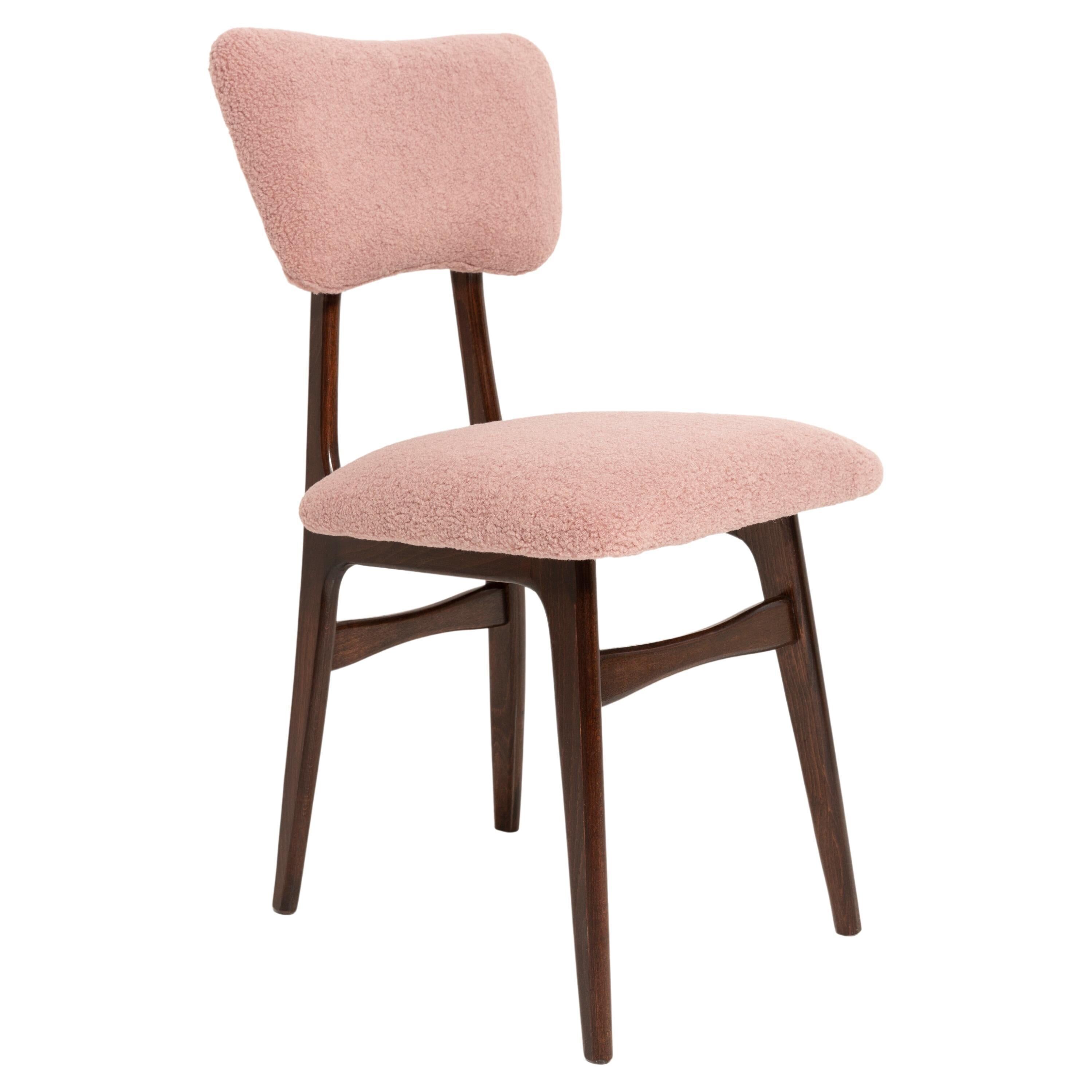 "Butterfly" dining chair in pink boucle, Europe, 1960s