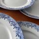 Set of 6 mimosa plates Sarreguemines blue earthenware antique