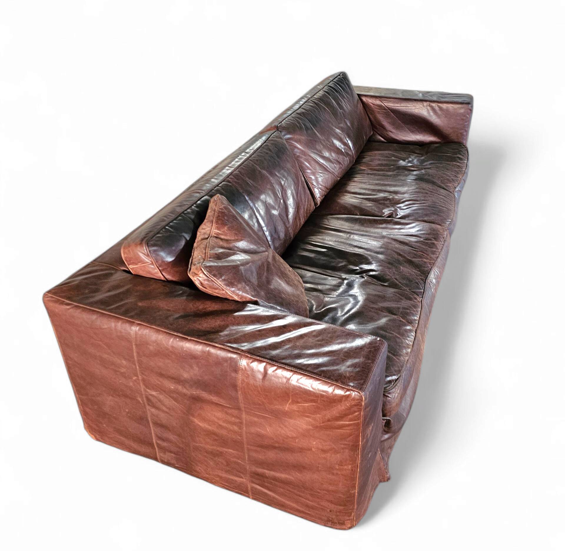 Massive / loose cover / brown leather / lounge sofa / 1970s/