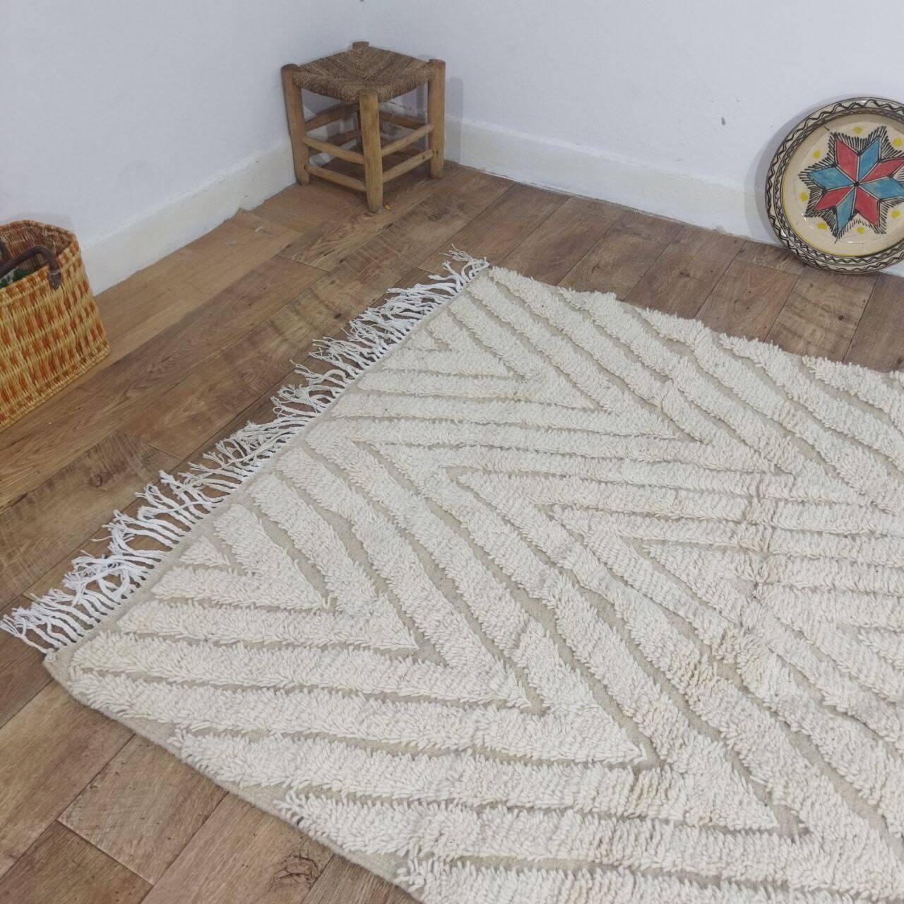 Handmade wool Berber rug 240x135 cm