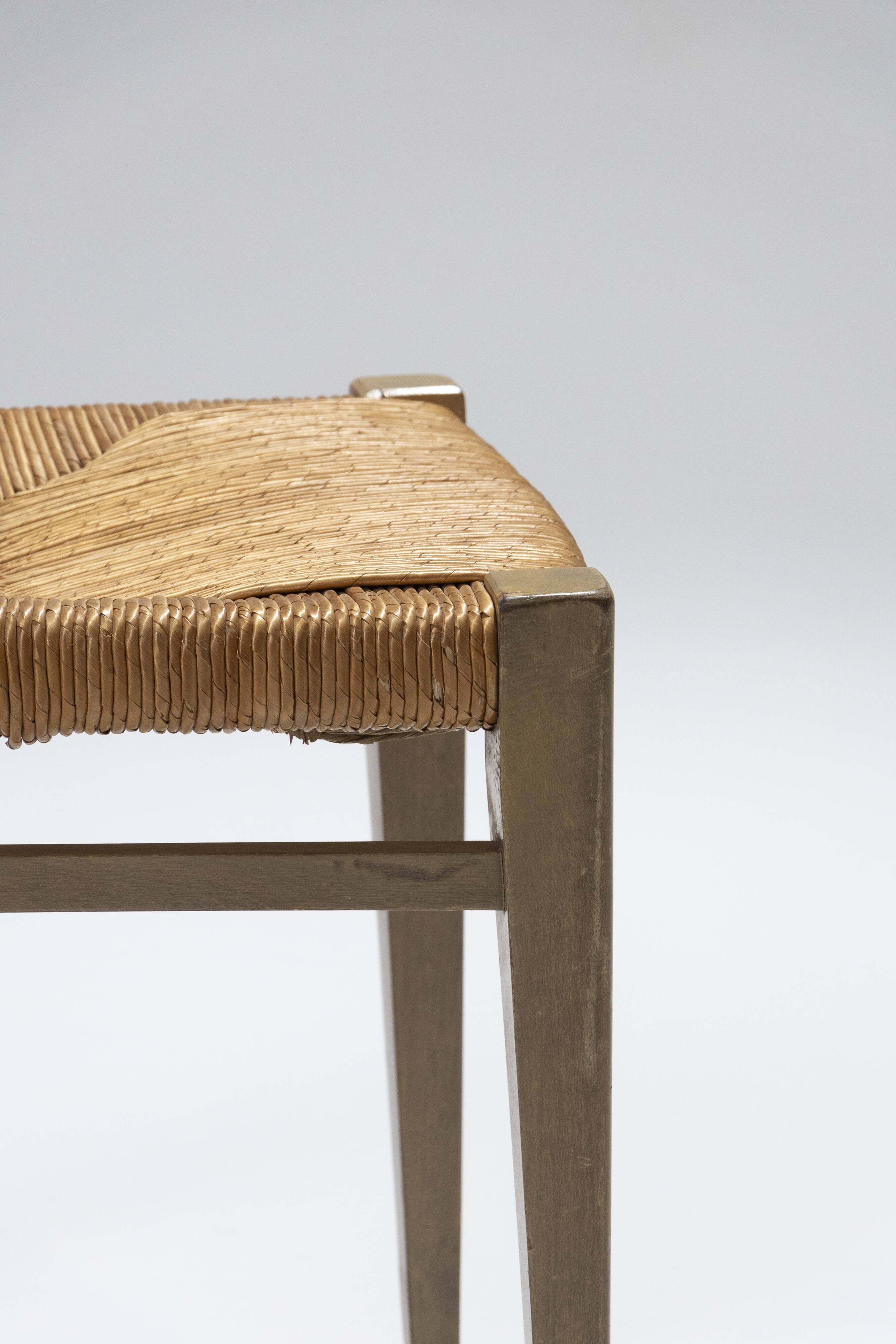 Pair of straw chairs, geneviève pons, 1950s