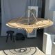 Suspension rattan saucer iron frame D:120 H:60