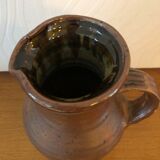 Brown ceramic stoneware pitcher / jug