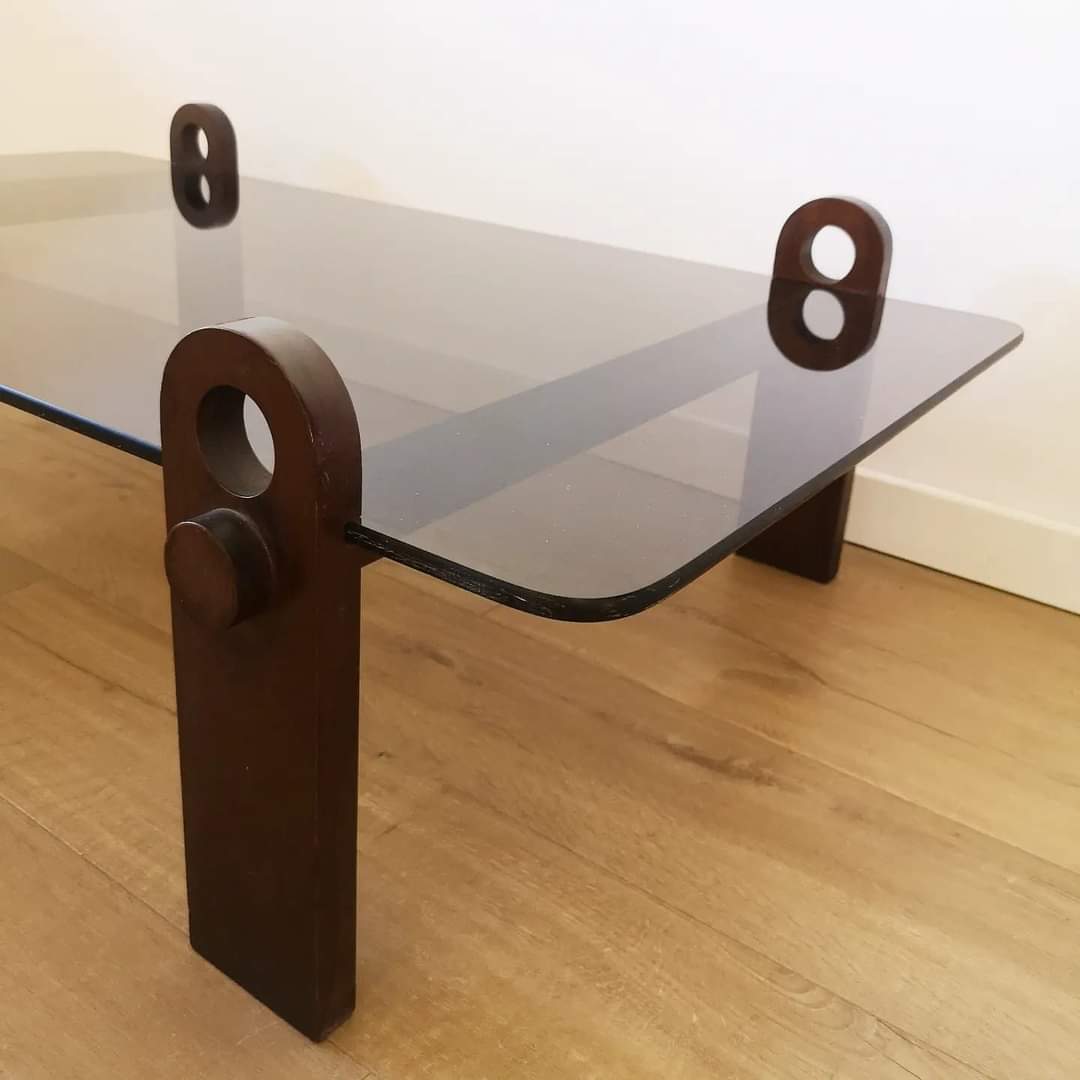 Vintage coffee table in smoked glass