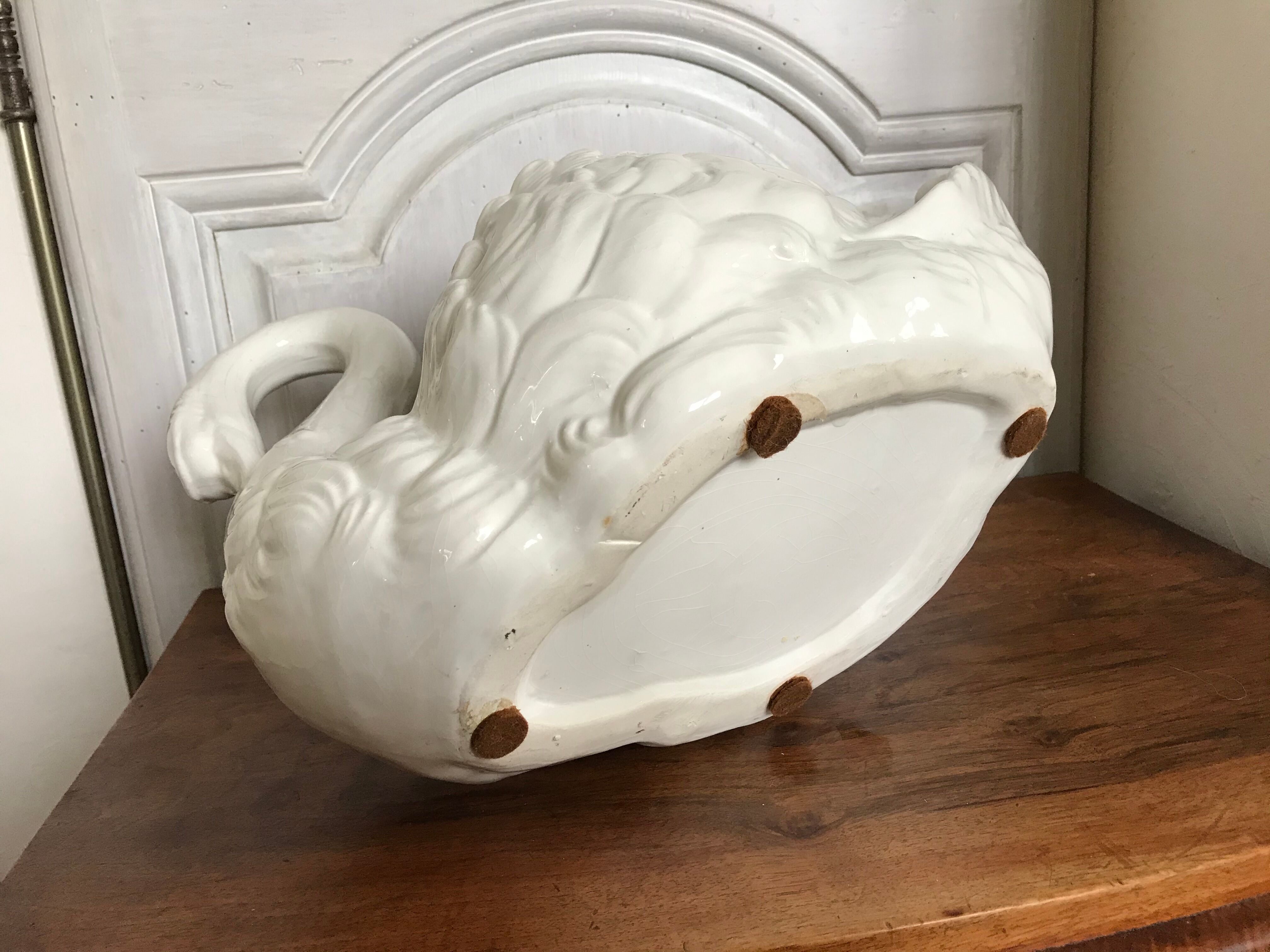 Vintage ceramic swan pot cover