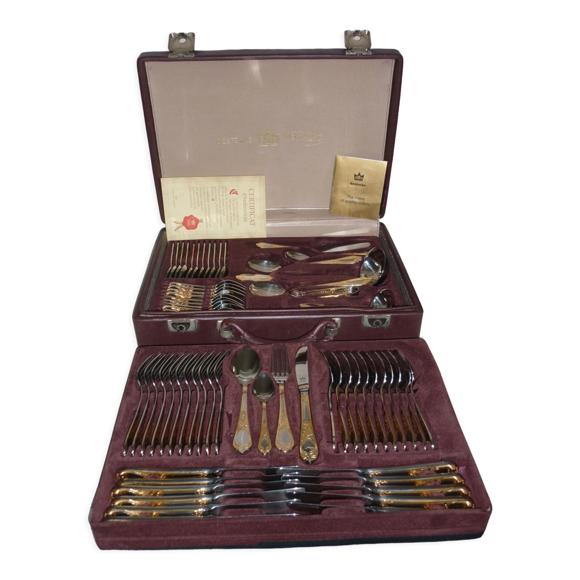 Besteke SBS Solingen housewives case in nickel chrome and gold gold