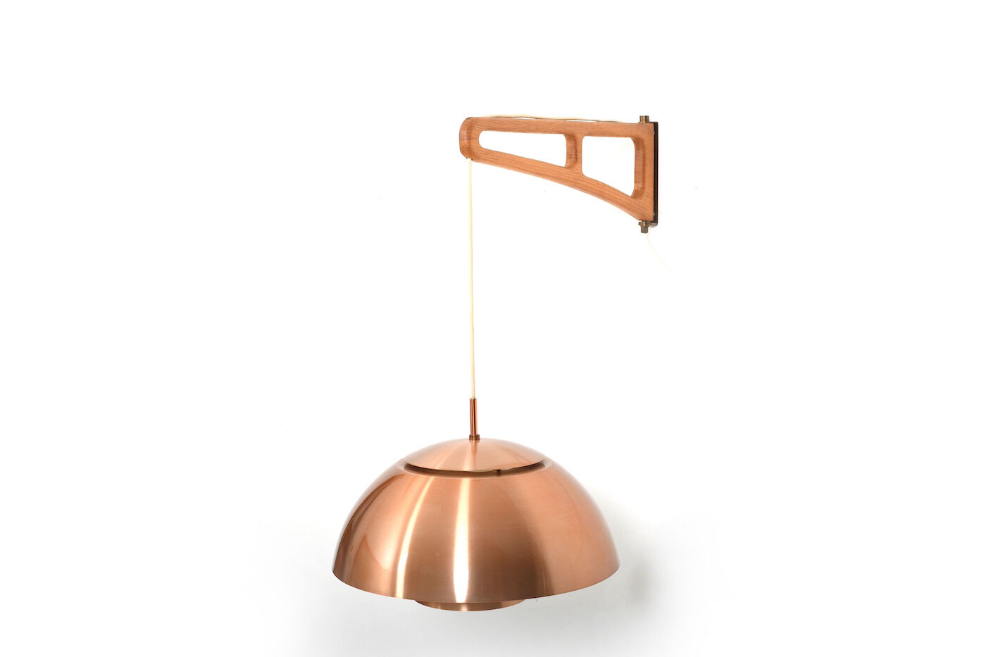 Danish oak and copper wall lamp 1960s