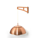 Danish oak and copper wall lamp 1960s