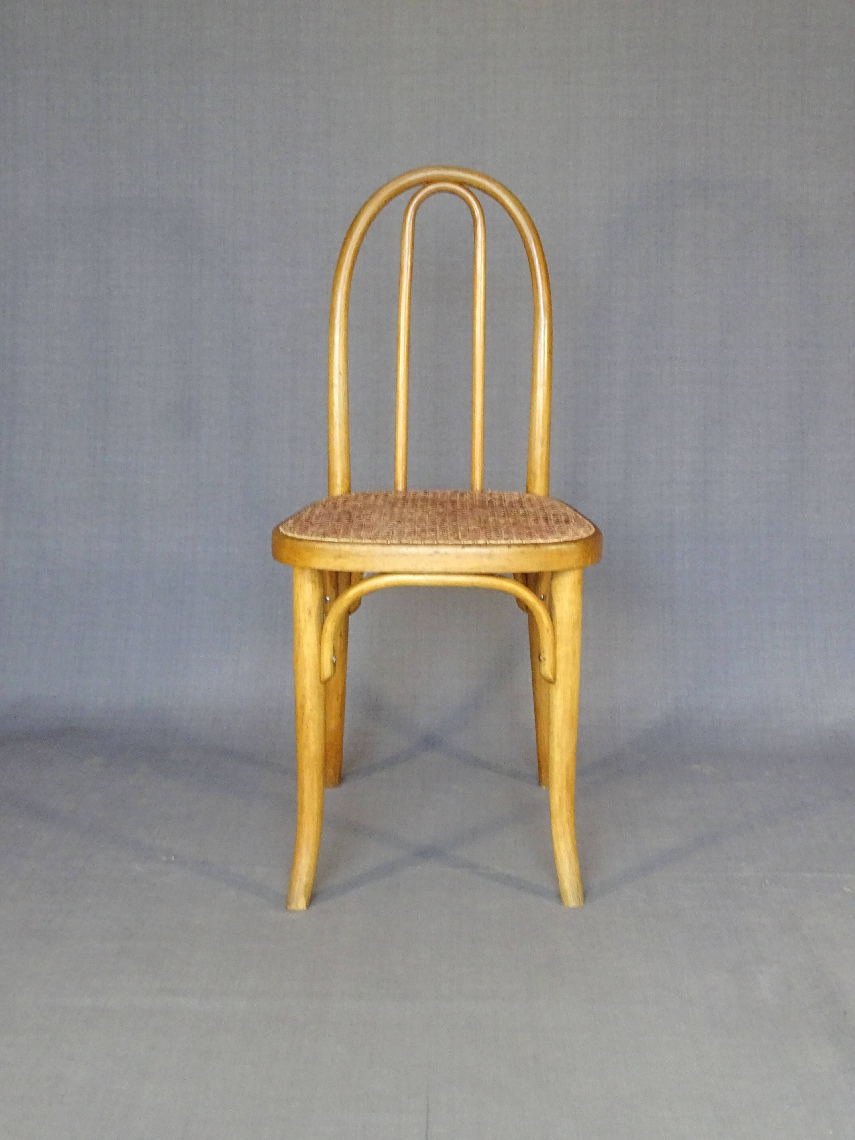 Set of 4 THONET chairs No. A 738 from 1920, caned - bistro -