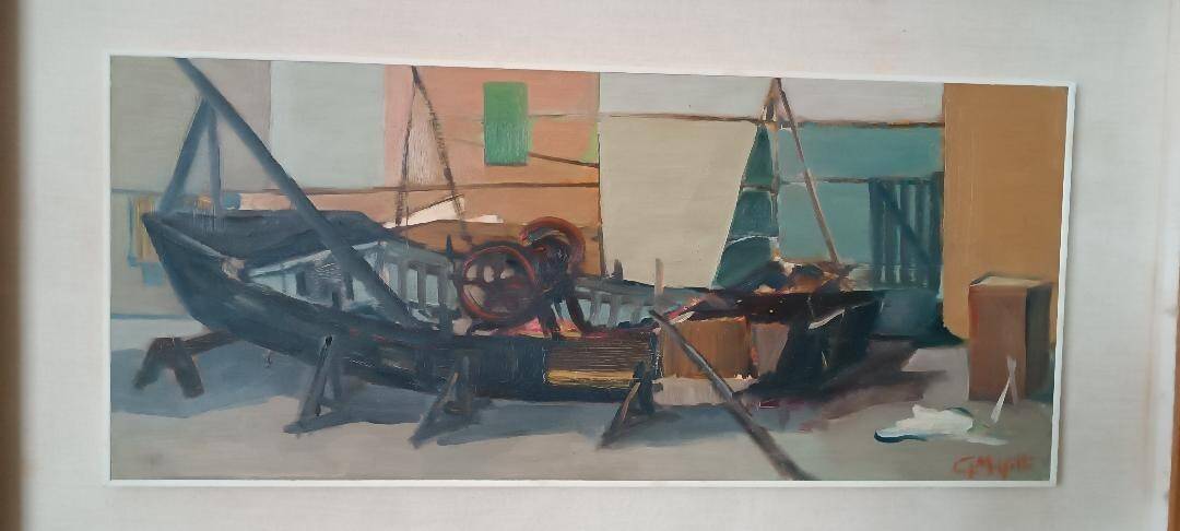 Marine painting oil on panel signed 50s/60s