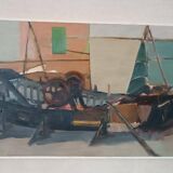 Marine painting oil on panel signed 50s/60s