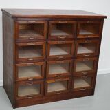 Vintage Dutch Oak Haberdashery Shop Cabinet / Vitrine, 1950s