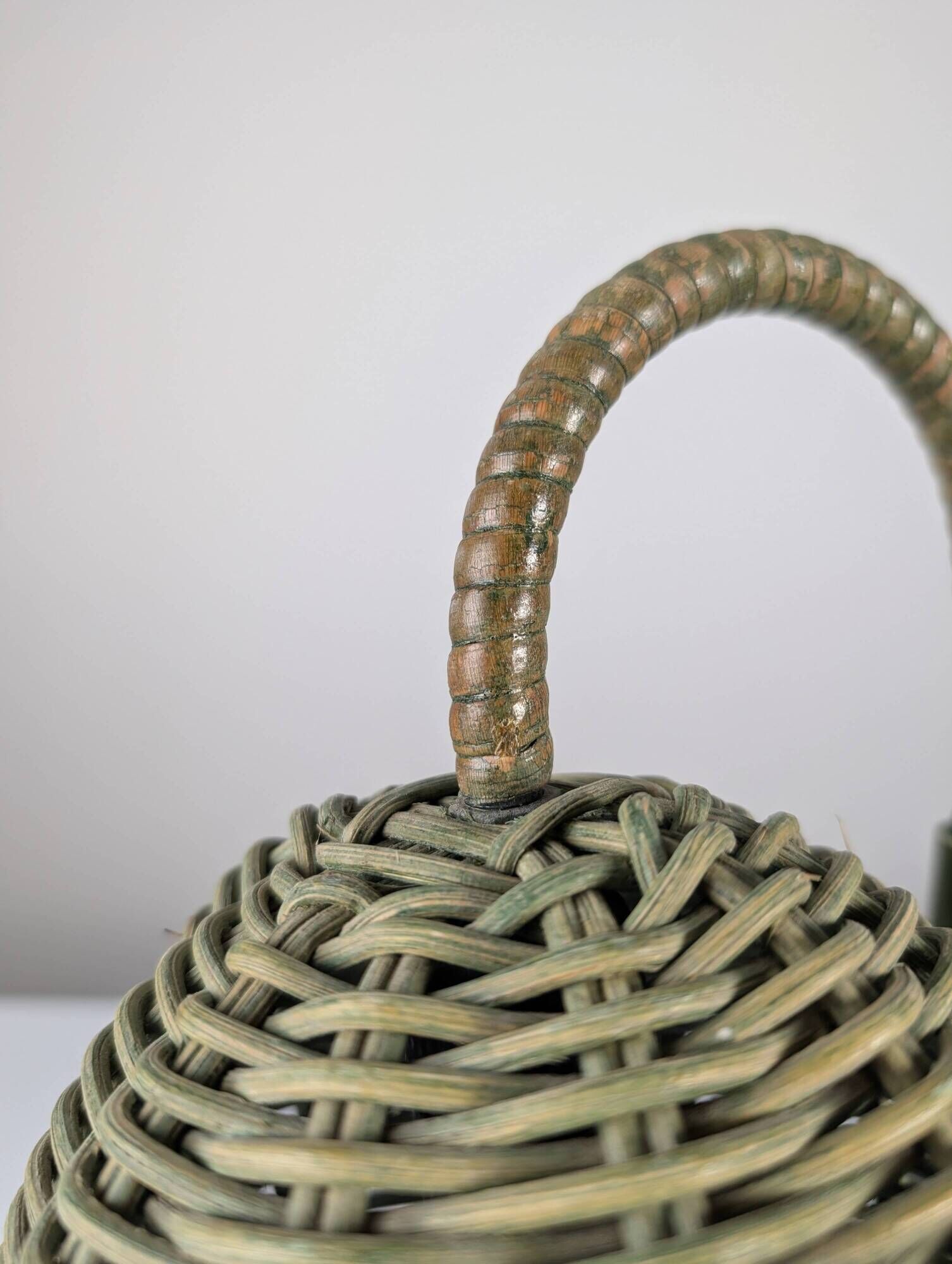 Organic Modern Mario Lopez Torres Style Green Rattan Lamps 1980s